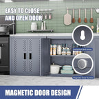 Metal Garage Storage Cabinet Industrial Style Tool Cabinets with 2 Doors and Adjustable Shelf Wall Mounted Steel Hanging Cabinet for Warehouse Basement Kitchen Laundry - Assembly Required
