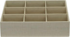 Household Essentials 3 Piece Drawer Organizers Starter Set, Customizable Inserts, Large Tray and 2 Small Trays, Cream