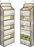 Yecaye Hanging Over the Door Organizer 1 Pack, 35.2lbs Load Toy Stuffed Animal Storage, Swing-proof Bathroom Organizers and Storage for Nursery Newborn Baby Essential Stuff Beige