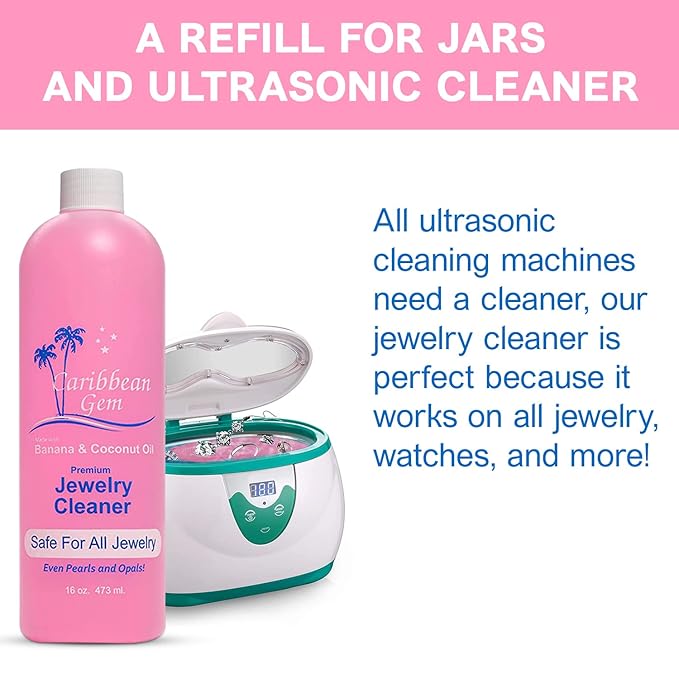 Jewelry Cleaner 16oz & 8oz, Basket, Brush, Polishing Cream & Polishing Cloth - Jewelry Cleaning Kit for All Gold, Silver, Diamonds, Rings, Necklaces, Gems, Precious Stones & Metals