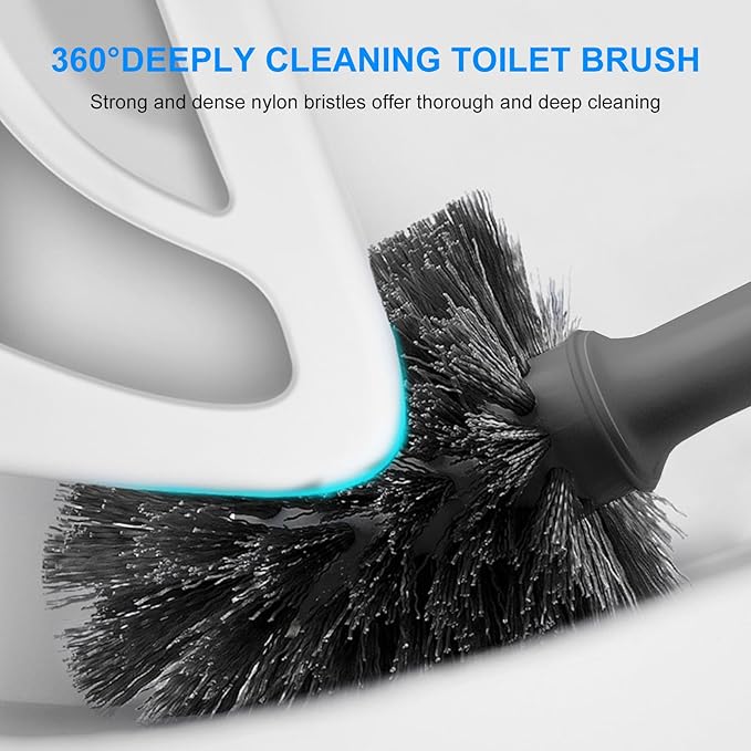 SetSail Toilet Brush and Plunger Set, 3 Pack Toilet Plungers for Bathroom with Holder Heavy Duty Toilet Bowl Brush and Holder Hidden for Deeply Cleaning - Gray