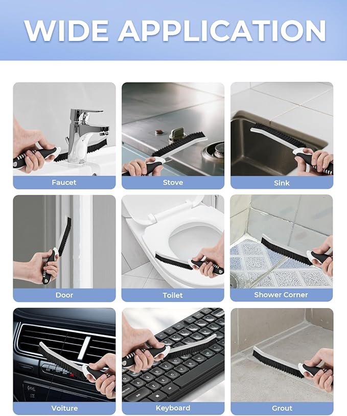 Crevice Cleaning Brushes, Serrated Scrub Brush Tool for Hard to Reach Tight Space, Cleaner Brushes, Cleaning Supplies, Home Essentials for Shower, Bathroom, Kitchen, Window, Toilet, Sink