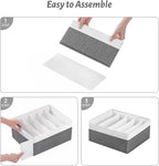 Jeans Drawer Organizers for Clothing,5 Grids Compartment Wardrobe clothes organizer,Fabric Washable Closet Organizers and Storage Bins for Jeans,Pants,Bra,Legging,t-shirt-GreyWhite