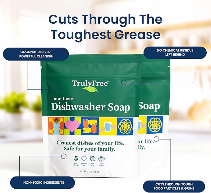 Automatic Dishwasher Detergent Powder - Concentrated Dishwashing Detergent, Dish Soap, Hard Water Stain Remover, Kitchen Cleaning Supplies, No Harmful Ingredients - 12.5 oz (Pack of 3)