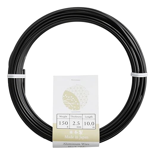 Wazakura 150 gr Black Anodized Aluminum Bonsai Training Wire Made in Japan (2.5 mm, Black)
