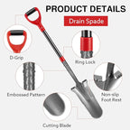 Drain Spade with Fiberglass Handle Root Saw Spades Garden Shovel for Digging,Trenching,44 inches