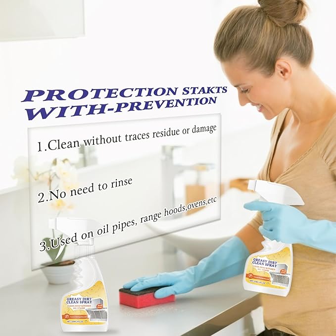 2Pcs All-Purpose Oil Stain Cleaner, Kitchen Oil Remover Degreaser Spray, All-Purpose Cleaner and Degreaser, Degreaser Cleaner,Kitchen Bathroom Cleaning Supplies 120ml/4Fl.oz