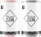 Fantasticlean Microfiber Cleaning Cloth Roll -150 Pack, Tear Away Microfiber Towels, 12" x 12", Reusable, Washable, Ultra Absorbent Dishcloth for Home Supplies, Car, Pet, Kitchen (Pink & Grey)