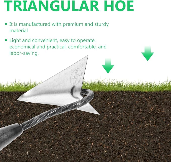 DOITOOL Hoe Garden Tool,Triangle Hoe Head Iron Gardening Hoe for Digging,Weeding,Cutting and Loosing Soil, Garden Hoe Replacement Head