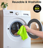 KitchLife Microfiber Cleaning Cloth Roll, 100 Pack - Tear-Away Microfiber Paper Towels, Lint-Free, Reusable, Washable for Kitchen, Car, Dishes, and Sensitive Surfaces (Neon Green)