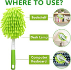 13 Inch Microfiber Feather Duster,with 4 pcs Washable Duster Head, Car Duster, Perfect for Cleaning Windows, Tables, Cars,Furniture, Walls, Fans, Screens