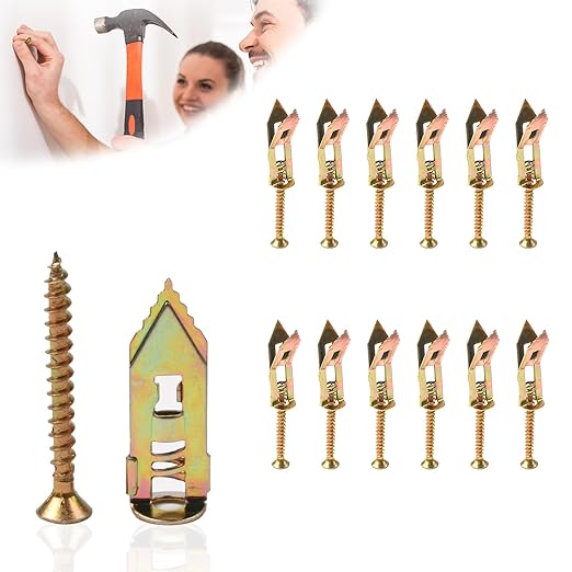 Self-Drilling Wall Anchor Screws Set, 400 Pieces, 4 Sizes, No-Drill Installation Kit with Zinc Plated Steel Dry Wall Screws no Drilling Required, Easy to Install (200)