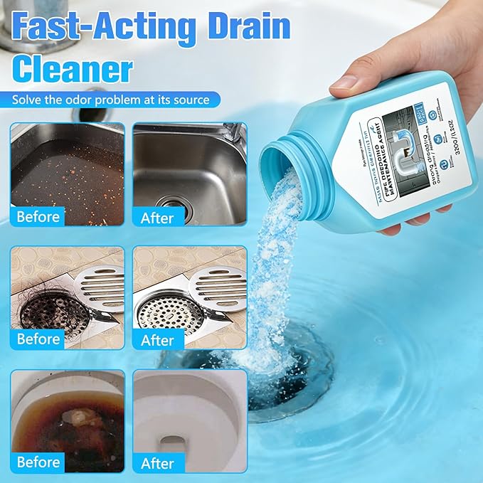 Drain Clog Remover Powerful Unclogging Sink Hair Cleaner for Kitchen, Shower Pipes and Drains, Toilet Unclogger Heavy Duty Bathroom Pipeline Dredge for Kitchen and Pipes Cleaning Tool（320g/11.3oz）