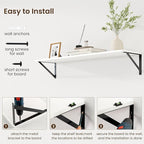 Fun Memories Deep Floating Shelves for Wall, 36W x 8D Wall Mounted Shelves Set of 2, Wide Display Ledge Shelf with Sturdy Metal Brackets for Living Room, Bathroom, Bedroom and Kitchen, White