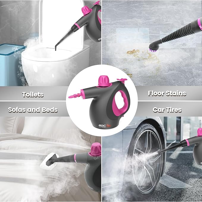Handheld Steam Cleaner for Home, Pressurized Steamer with 16 Accessories, Chemical-Free & Portable Cleaning, Multipurpose Steamer for Cleaning for Home, Car, Furniture, Floor, Windows, Tile & More