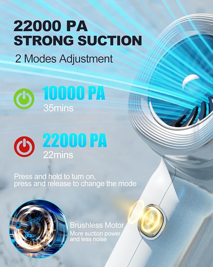 Handheld Car Vacuum Cleaner High Power,4-in-1 Small Portable Mini Cordless Brushless Motor Cleaner with 22000pa Suction Power & Air Duster,Type-C Charge,Cleaner for Home,Car(Mysterious Silver)