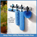 25ft High Ceiling Duster Kits with 5-18ft Heavy Duty Extension Pole - Fan Blade Cleaner, Cobweb Remover & Blue Window Squeegee Kit, Washable Dust Brush for High Roof and Glass Surfaces
