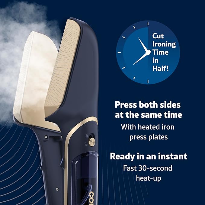 Conair SteamStylist 3-in-1 Steam, Press and Iron Steamer for Clothes, With Fabric Shaver, Extra Water Tank and Storage Bag, For Home, Office or Travel, Amazon Exclusive, Midnight Blue
