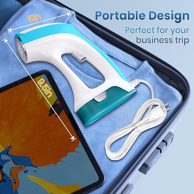 Steamer for Clothes, 2in1 Handheld Garment Steamer and Iron, Fast Heat-Up, Large Leak-Proof Water Tank, Anti-Spit Technology, 1000W Portable Steamer for Wrinkles, Safe on All Fabrics