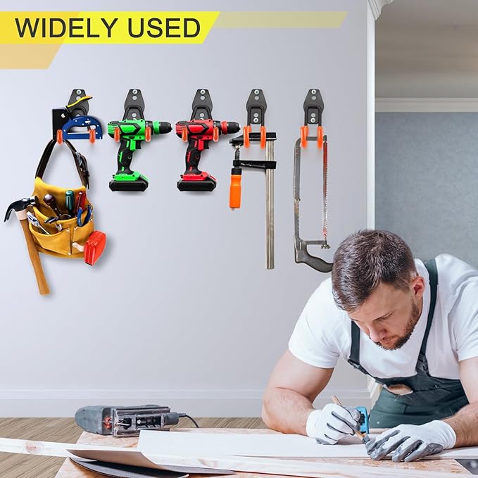 10 Pack Garage Hooks Heavy Duty Storage Organizer Wall Mount Power and Garden Tool Hangers, for Hanging Ladders, Ropes, Hose, Bulk Items