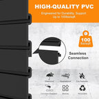 DoCred Slatwall Paneling Organizer, 4x7.5 FT PVC Garage Slat Wall Storage Systems, Heavy Duty Mounted Slat Peg Board for Tool Organization Ladder Bike Includes 20 PCS Hooks Accessories Kit (Black)