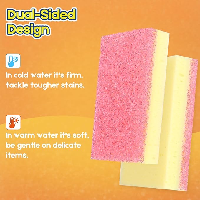 Scrub Sponge, Dual-Sided Temperature-Responsive Scrubber - Non-Scratch - Multipurpose Dish Sponges for Kitchens, Bathrooms, and Outdoor Use - 12 Pack