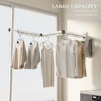 Clothes Drying Rack Wall Mounted Foldable Laundry Drying Rack Collapsible/Retractable Space Saving Laundry Hanger Dryer Rack with Additional Bar-Matte White