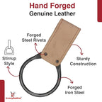 Armory Replicas - Hand Forged Medieval Viking Battle Axe Holder - Genuine Bovine Leather Functional Costume O-Ring Weapon Belt Holster