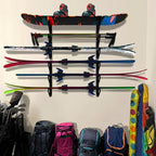 UNITEDPOWER Ski Storage Rack, Wall Mounted Snowboard Organizer Shelf, Wall Display Hanger Holds Up 3 Pairs of Skis and Poles, Garage, Home, Shed