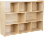 Birch Cubby Storage Organizer Bookcase, 3-Tier Open Shelves, 8-Cube Storage Organizer Display Shelf for Montessori, Kids Room, School, 34" H