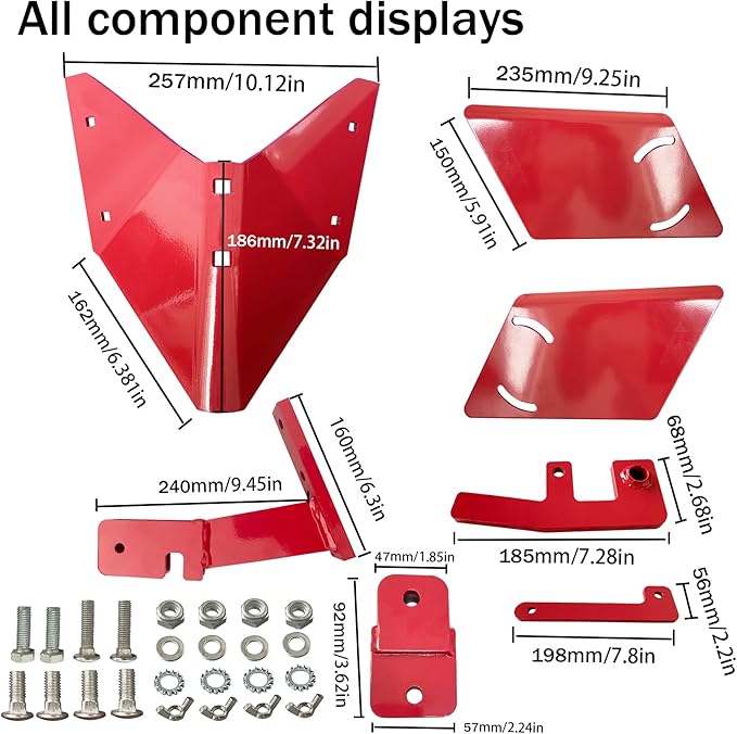15683 Hiller-Furrower Rear Tine Tillers Kit for Large and Small Land Reclamation,Adjustable Plow Wing,with Adapter,Easy to Install,Including Installation Accessories