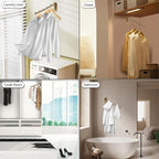 Sumnacon Stainless 2 Pcs Steel Clothes Hanger Rack-Wall Mount Garment Hook with Swing Arm, Sturdy Coat Robe Storage Organizer for Laundry Room Bedrooms Clothing Drying Rack with 5 Hooks, Gold