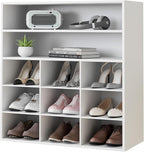 Garden 4 you Shoe Rack Organizer, 5-Tier Wood Cubby Shoe Rack with 2 Storage Shelf and 9 Cubbies, Shoe Organizer Cabinet for Entryway, Hallway, Closet and Garage, White