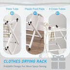 Household Indoor Folding Clothes Drying Rack, Dry Laundry and Hang Clothes,Towel Rack for Storage (White)