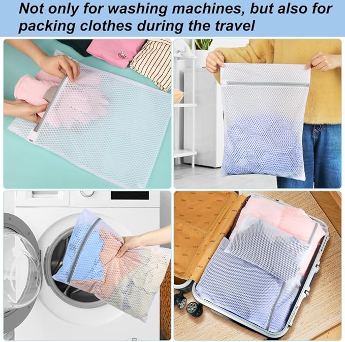 Vivifying Mesh Laundry Bags for Delicates, 3Pcs Honeycomb Mesh Wash Bags with Zipper for Washing Machine, Shoes, Lingerie, Socks and Stuffed Toys (Medium, 12.5 x 16Inches)