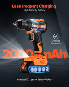 VEVOR Cordless Drill Driver, 1/2 inch Metal Chuck, Brushless Motor, Dual-Speed Variable, Drill Driver Kit with Lithium Battery and Charger, Tool Box, for Wood and Metal Drilling, Screw Driving