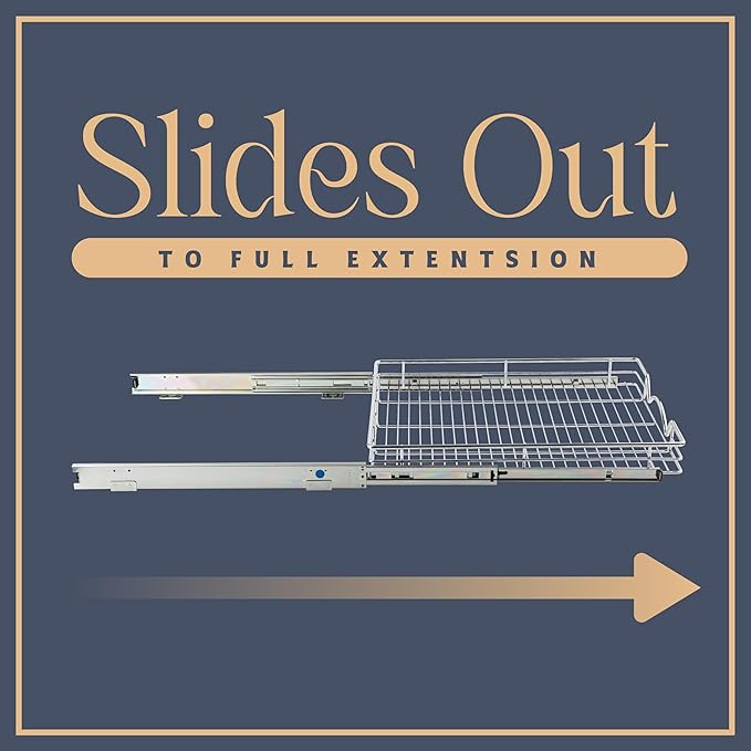 HOLDN’ STORAGE Pull Out Cabinet Organizer - Heavy Duty Steel with Smooth Slide-Out Drawers, Chrome Finish - 14" W x 17" D Basket, Fits 15.25" Cabinet Opening