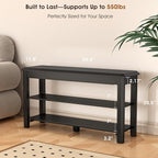 Shoe Rack Bench Seat Rubberwood 2-Tier Wooden Storage Bench 550lbs Compact Mid-Century Modern Design for Entryway, Hallway, Closet, Front Door Entrance, Foyer