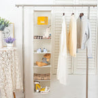 BrilliantJo 6 Shelves Hanging Closet Organizer, 2 Pack Hanging Storage with 4 Side Pockets for Clothes Shoes, 43.5"x12"x12"(Beige)
