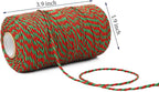 Cotton Twine Green and Red Baker String 2mm Thick 328 Feet Christmas Twine for Gift Wrapping DIY Crafts Home Decoration Gardening