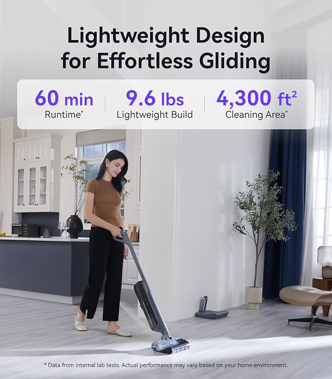 NARWAL S30 Pro Wet Dry Vacuum Cleaner with 20000Pa Suction, Cordless Vacuum Mop for Hard Floors, Tangle-Free Hair-Cutting, 180° Lie Flat, 194°F Self-Cleaning, Disposable Waste Bag, Edge Cleaning