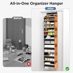 Over The Door Organizer, 7 Tier Door Hanging Organizers with 7 Large Pockets 12 Side Pockets, Behind Door Storage Hanging Shelves for Closet Bathroom Bedroom Nursery