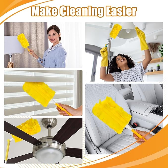 4Pack Reusable Duster Compatible with Swiffer (Handle is Not Included) Microfiber 360 Heavy Duty Dusters Refills Washable Duster Pads for Cleaning Ceiling Fan Window
