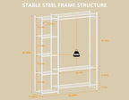 Wardrobe Closet,Portable Clothes Rack with 4 Tiers Shelves,Freestanding Closet Organizers and Storage System with Hanging Rods,Steel Clothing Rack Suitable for Cloakrooms,Bedrooms,Entrances,etc.White