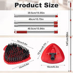 4 Part Stainless Steel Spin Mop Handles, Mop Base & Upgrade Scrub Brush Combo for Ocedar EasyWring 1 Tank Spin Mop System, Mop Handle Mop Base & Brush Set for O Cedar Mop, Universal Thin Screw Joints