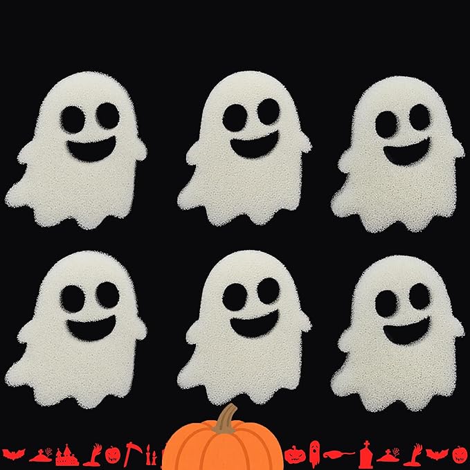 NewKe 6 Pack Halloween Pet Hair Remover Tool for Laundry, Reusable Laundry Pet Hair Catcher Lint Remover, Washing Machine Hair Catcher, Washing Dryer Balls for Clothing Dog Cat Pet Fur Remover-Ghosts