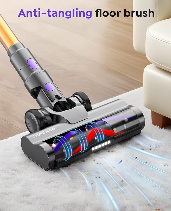 Cordless Vacuum Cleaner, 580W 48KPA 65Mins Runtime Self-Standing Vacuum Cleaners for Home, Stick Vacuum with Charging Dock Station Removable Battery, Handheld Vacuum for Carpet,Pet Hair,Hardwood Floor
