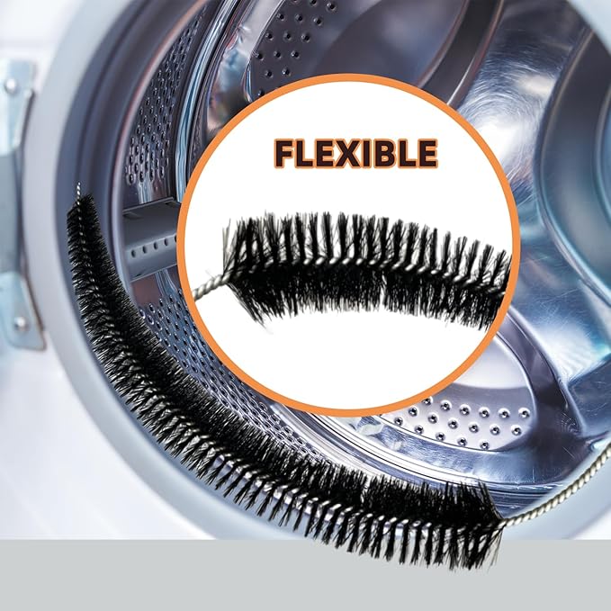 2 Pack Dryer Cleaner Vent Brush,Washing Machine Brush Dryer Vent Cleaning Kit, Clean Dryer Vents with Long Flexible Vacuum Brush and Lint Brush