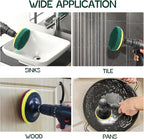 Power Scrub Pads Drill Attachment, GOH DODD 30 Pieces 5 Inch Headlight Restoration Kit Cleaning Kit Scouring Pads with Baker and Universal Shaft for Kitchen, Bathroom, Grout, Carpet, Tub, Grill,Tile
