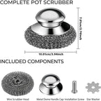 Steel Wool Scrubber, 8-Pack Stainless Steel Scrubber Pads with Handle - The Ultimate Scouring Solution for Rust, Stubborn Messes on Cookware, Grill, Oven & Kitchen Sinks